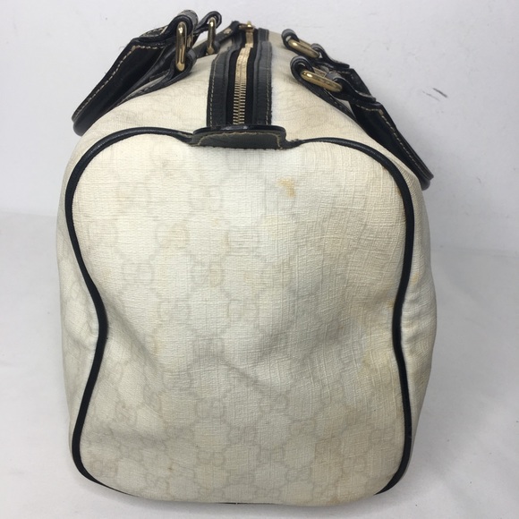 Authentic Gucci white Boston satchel bag coated canvas - Picture 9 of 16